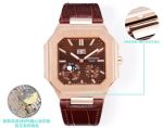 Patek Philippe Cubitus 240ps Movement 45mm Brown Dial Calfskin Leather Strap Rose Gold Case Watch